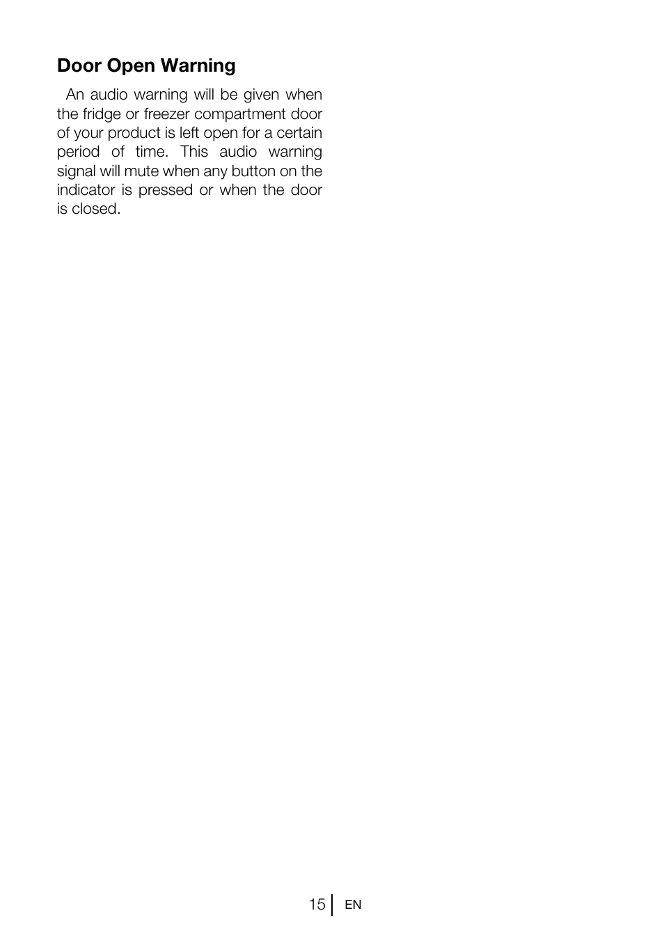 Door open warning | Teka TKI2 300 User Manual | Page 16 / 77