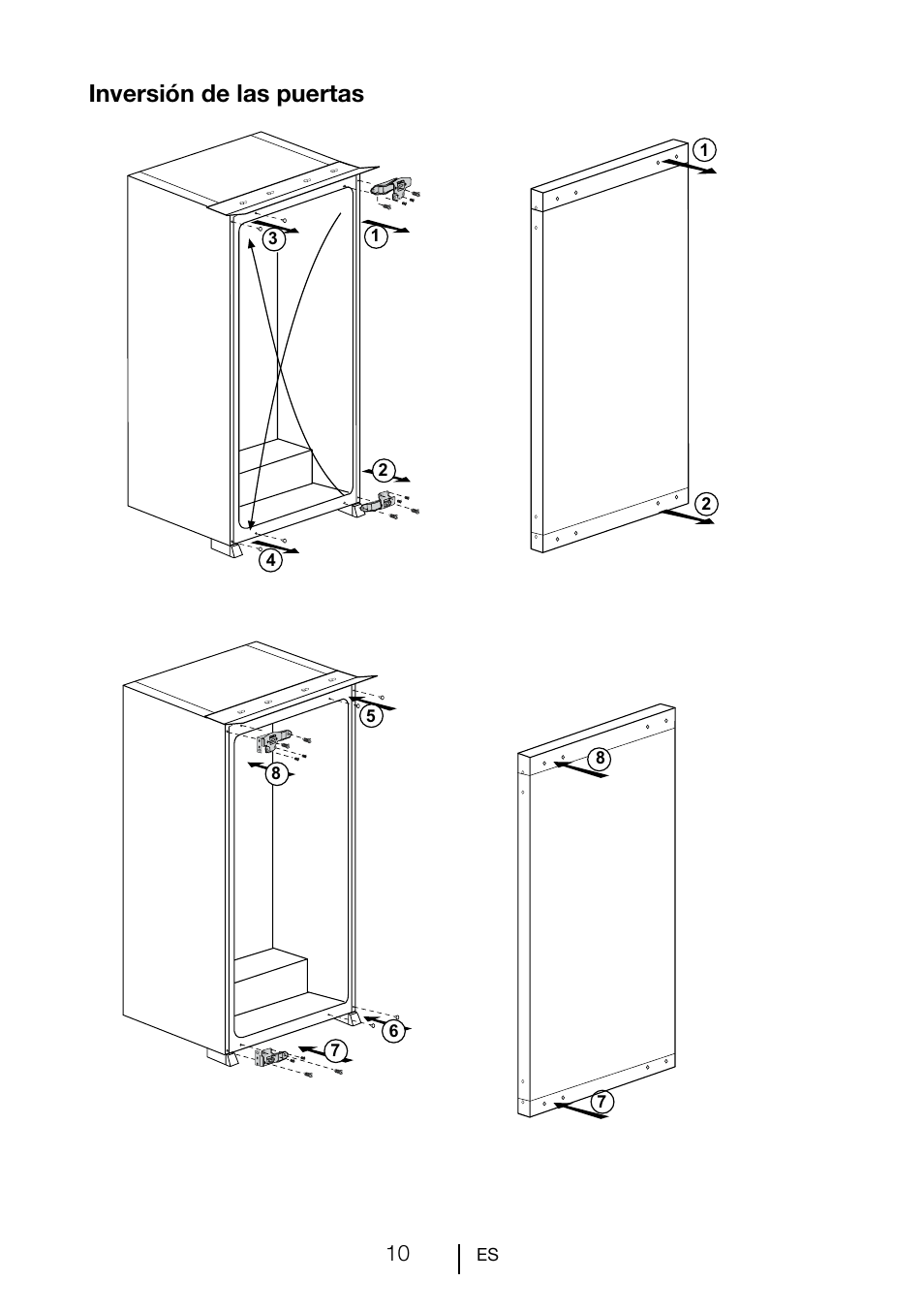 Inversión de las puertas | Teka TKI2 300 User Manual | Page 69 / 77