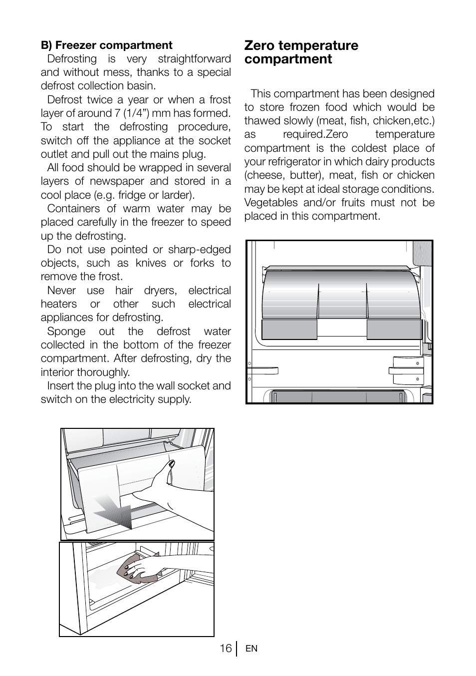 Zero temperature compartment | Teka CI 342 User Manual | Page 17 / 83