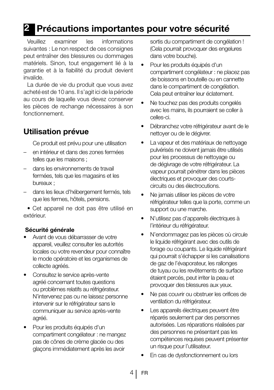 2précautions importantes pour votre sécurité, Utilisation prévue | Teka CI 342 User Manual | Page 46 / 83