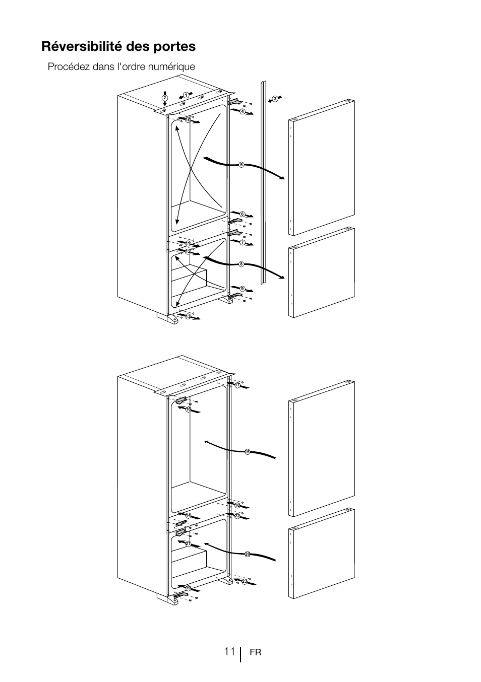 Réversibilité des portes, Procédez dans l'ordre numérique | Teka CI 342 User Manual | Page 53 / 83