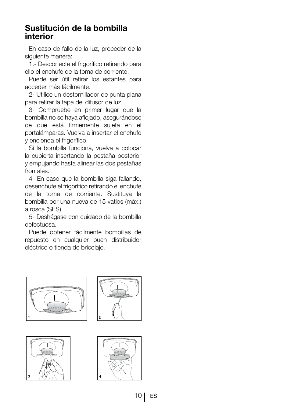 Sustitución de la bombilla interior | Teka CI 342 User Manual | Page 72 / 83