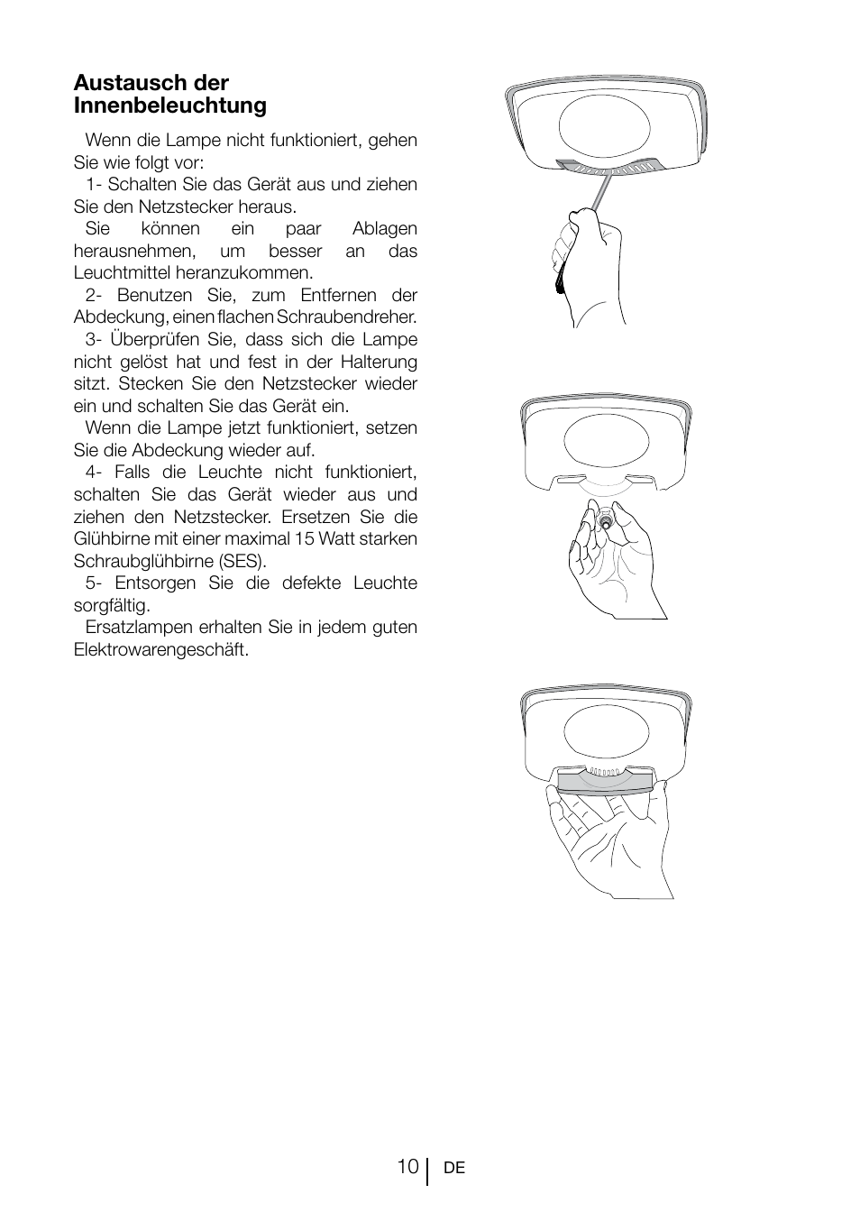 Austausch der innenbeleuchtung | Teka CI2 350 NF User Manual | Page 34 / 82