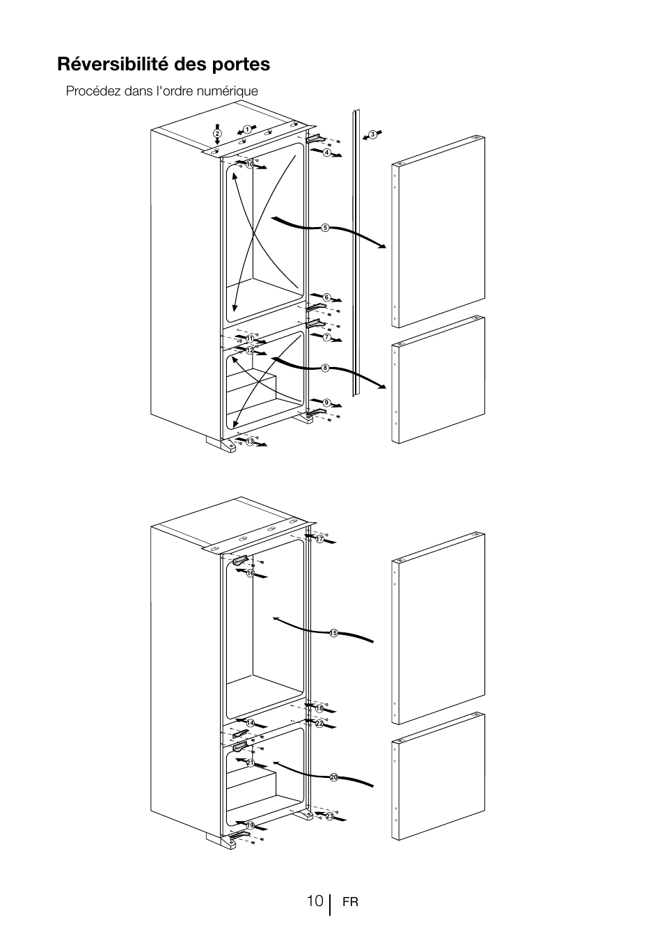 Réversibilité des portes, Procédez dans l'ordre numérique | Teka CI2 350 NF User Manual | Page 54 / 82