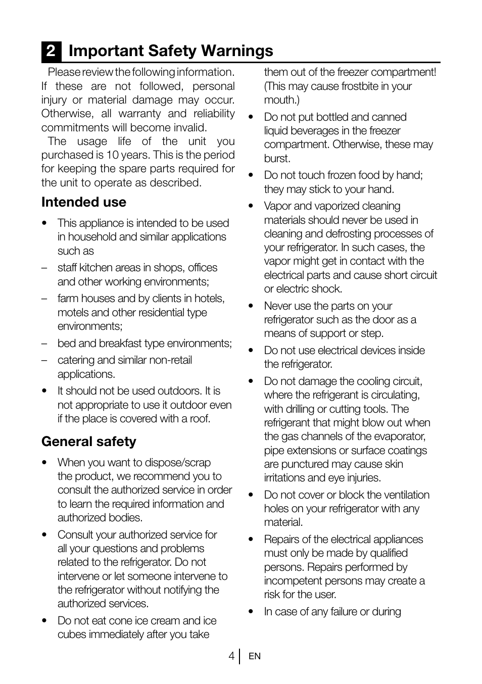 2important safety warnings, Intended use, General safety | Teka CI2 350 NF User Manual | Page 6 / 82