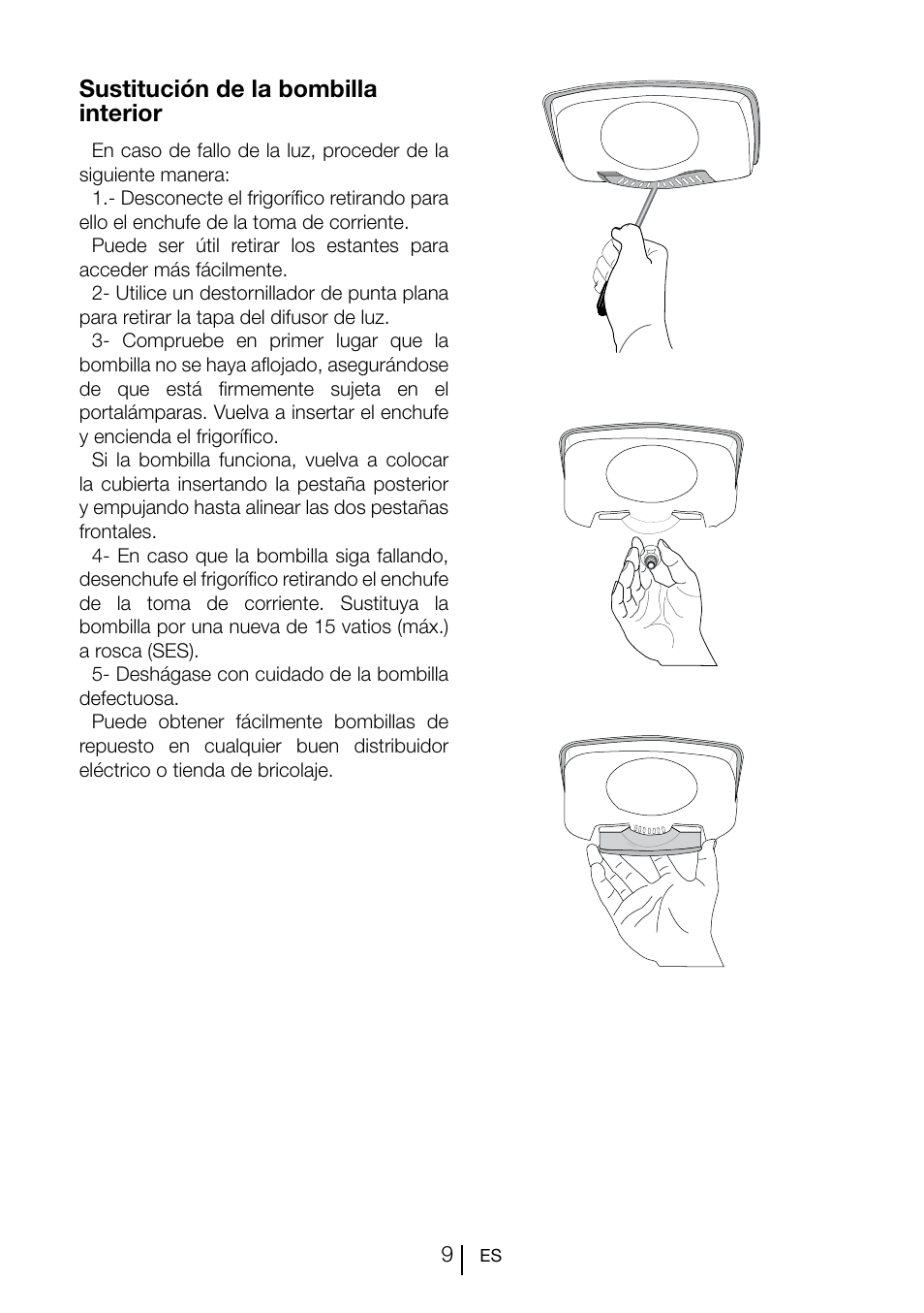 Sustitución de la bombilla interior | Teka CI2 350 NF User Manual | Page 72 / 82