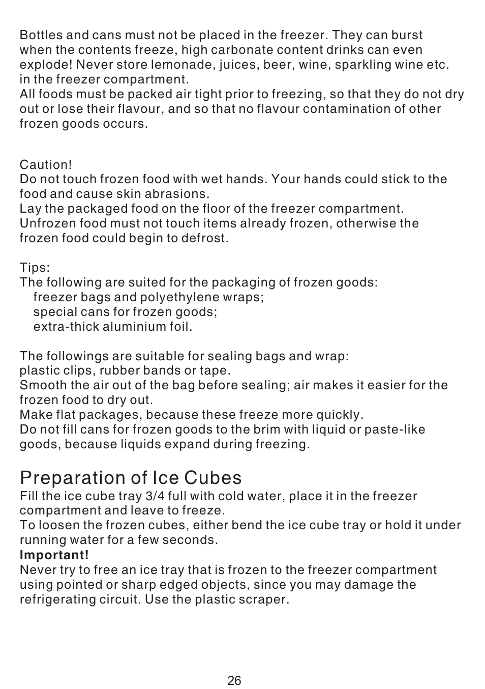 页 11, Preparation of ice cubes | Teka TS 138 User Manual | Page 27 / 53