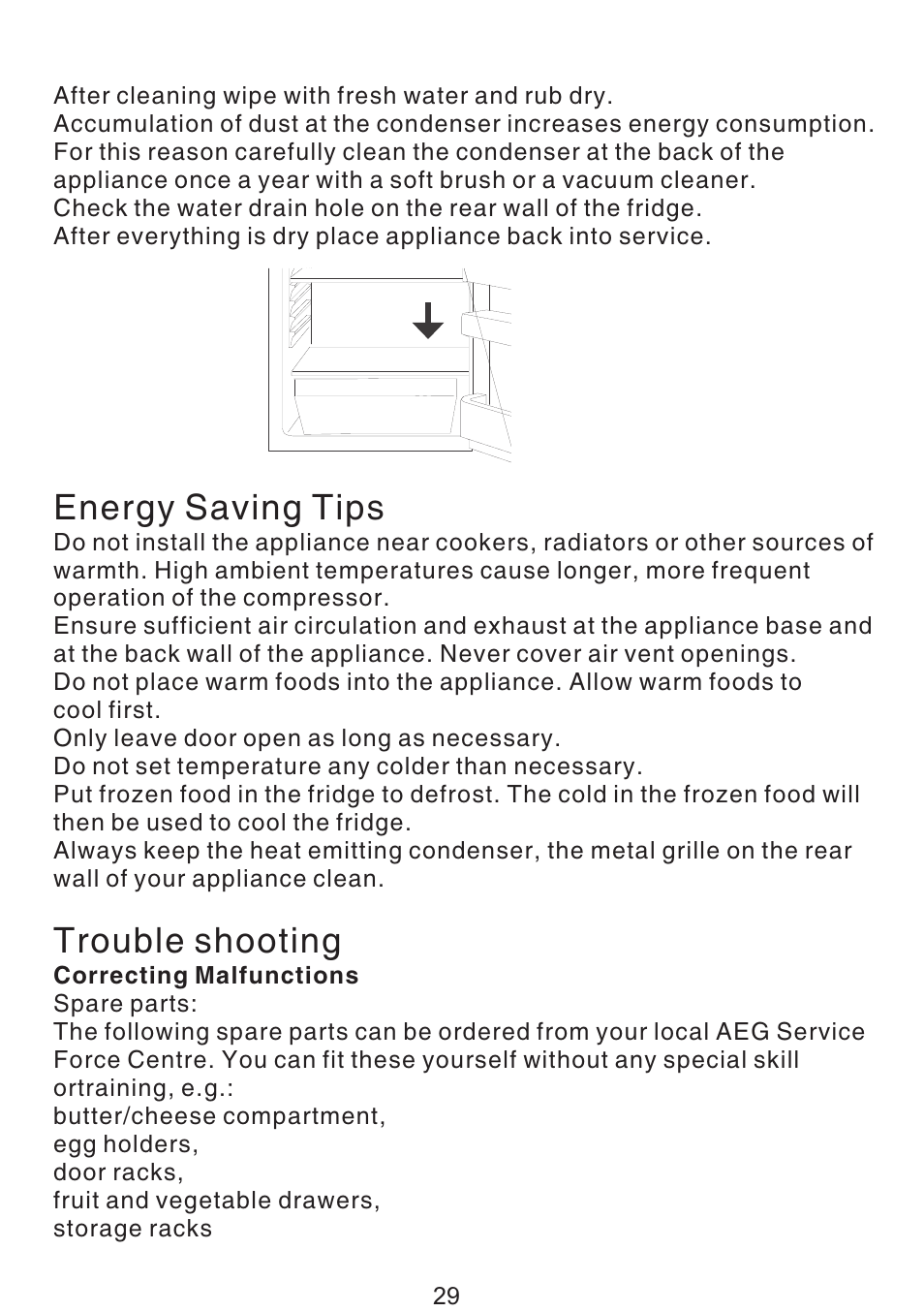 页 14, Energy saving tips, Trouble shooting | Teka TS 138 User Manual | Page 30 / 53