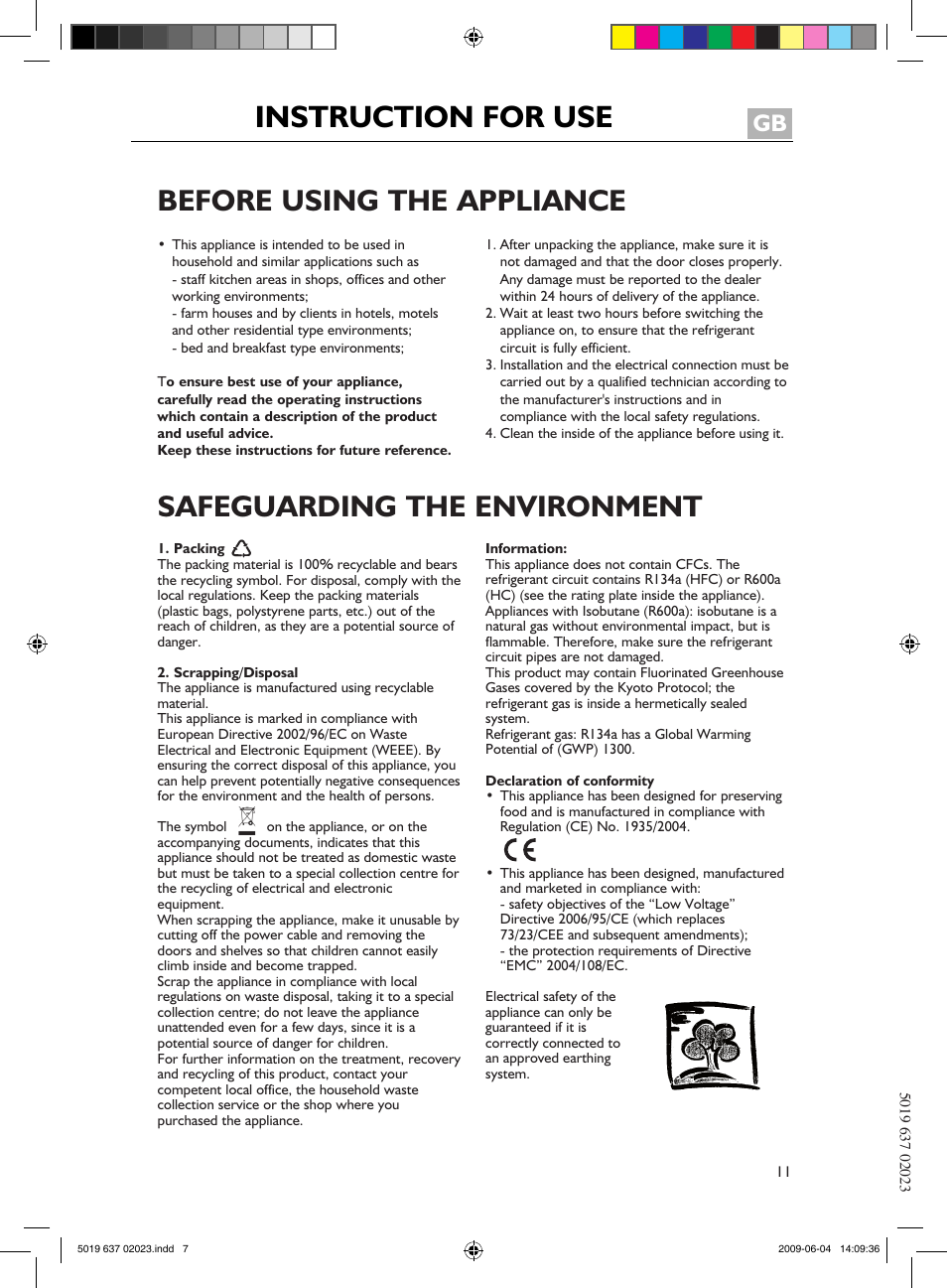 Instruction for use, Before using the appliance, Safeguarding the environment | Kundendienst | Teka CB 385 User Manual | Page 11 / 28