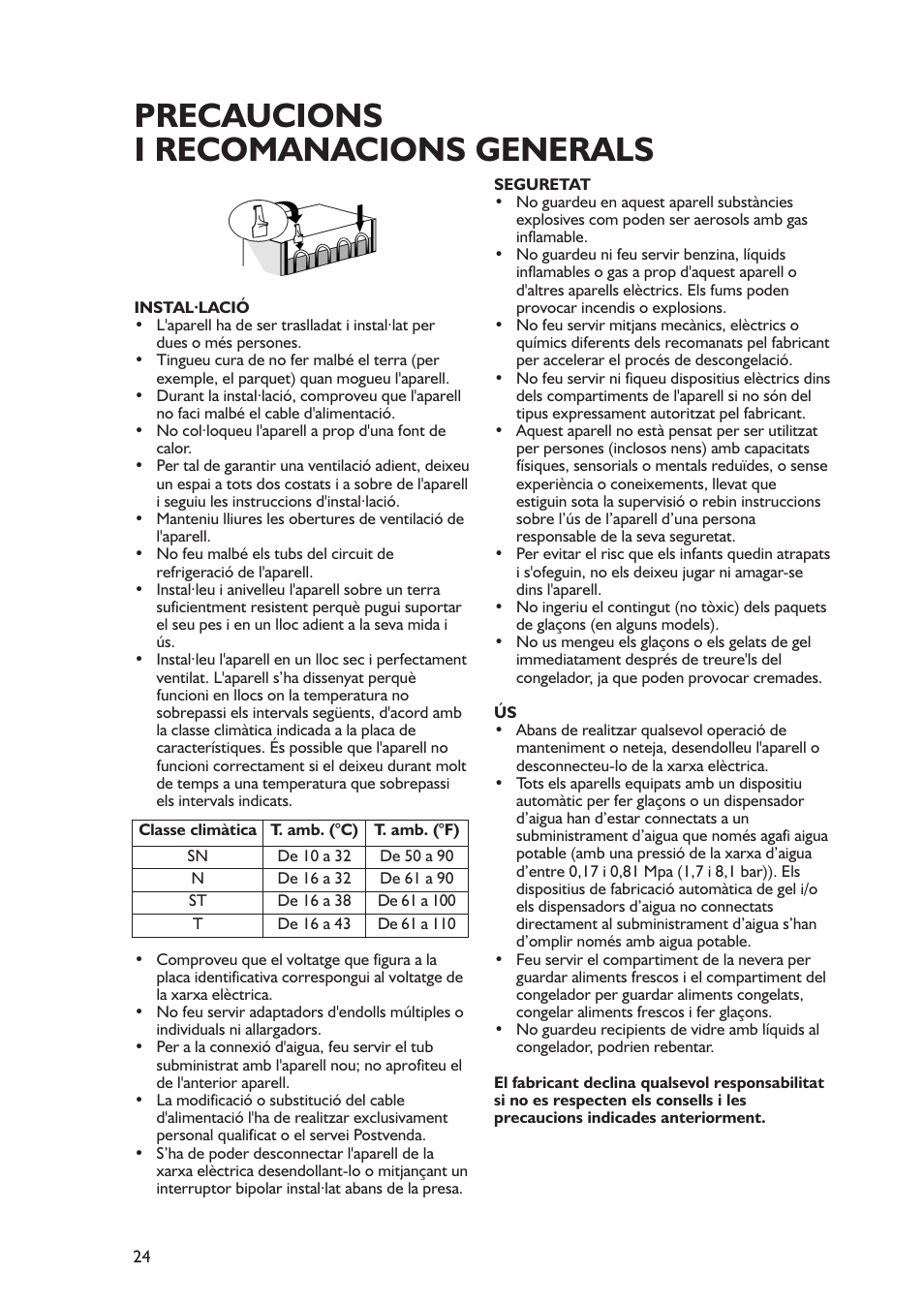 Precaucions i recomanacions generals | Teka CB 385 User Manual | Page 24 / 28