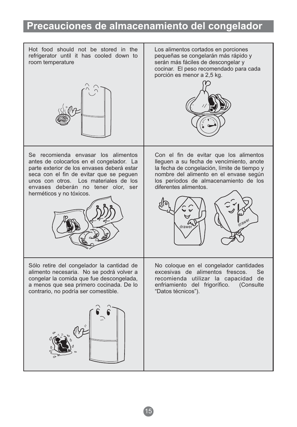 Precauciones de almacenamiento del congelador | Teka NFT 370 User Manual | Page 105 / 153