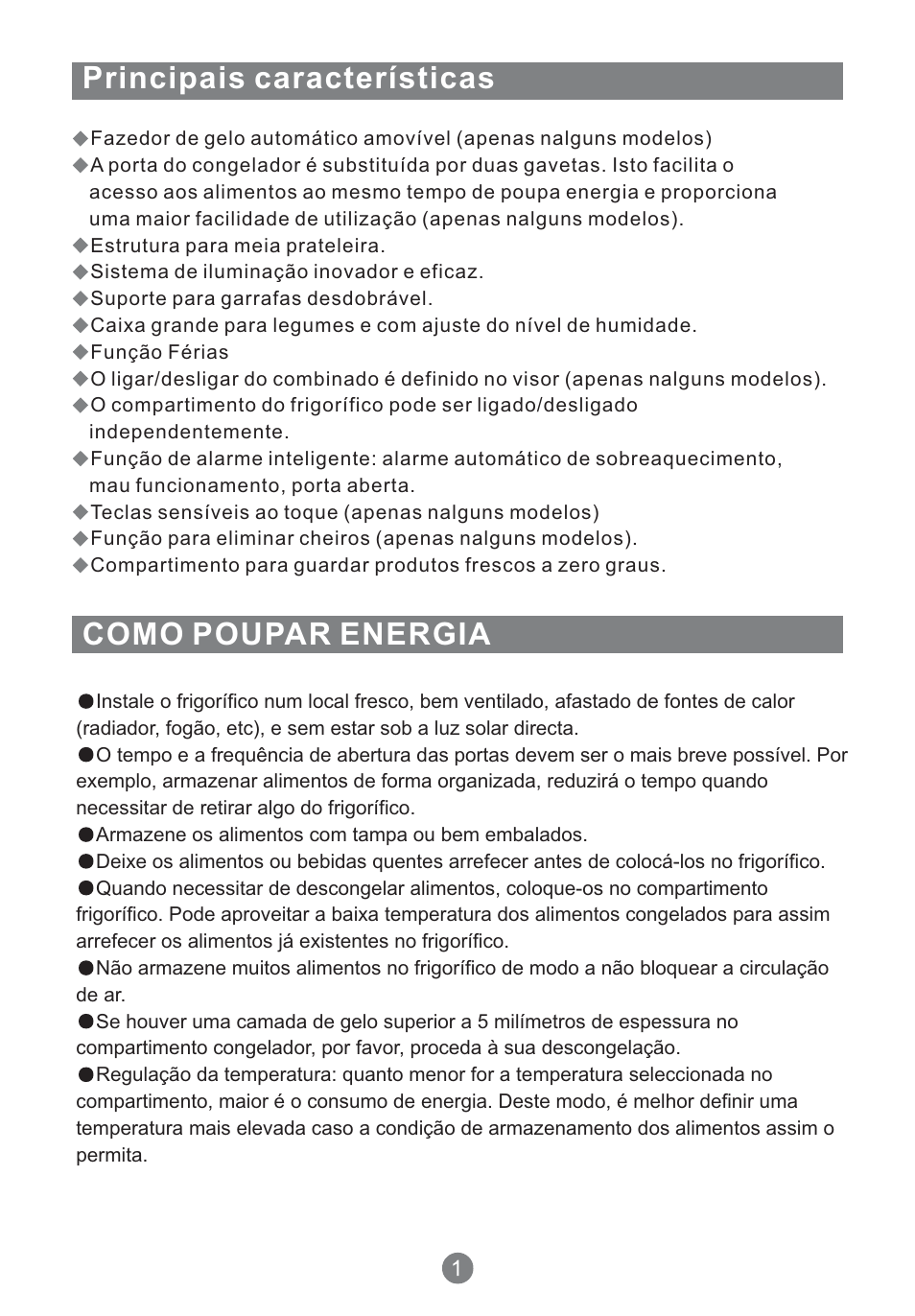 Principais características, Como poupar energia | Teka NFT 370 User Manual | Page 112 / 153