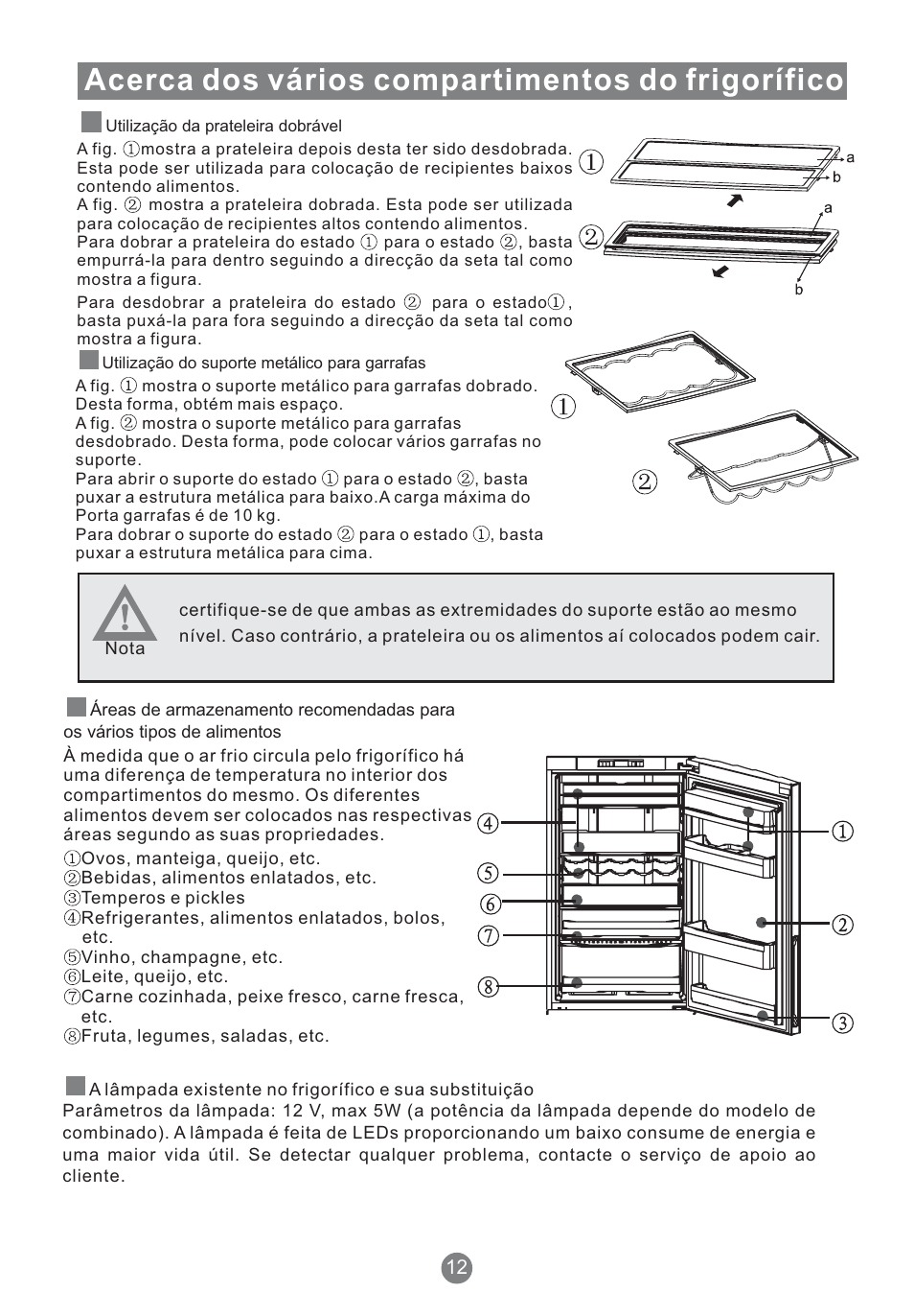 Acerca dos vários compartimentos do frigorífico | Teka NFT 370 User Manual | Page 123 / 153