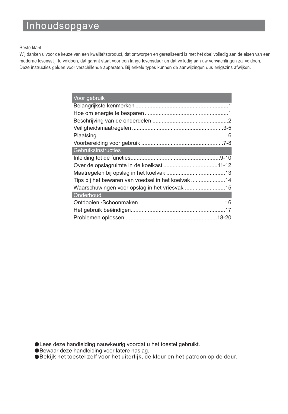 荷兰语-两门0528, Inhoudsopgave | Teka NFT 370 User Manual | Page 132 / 153