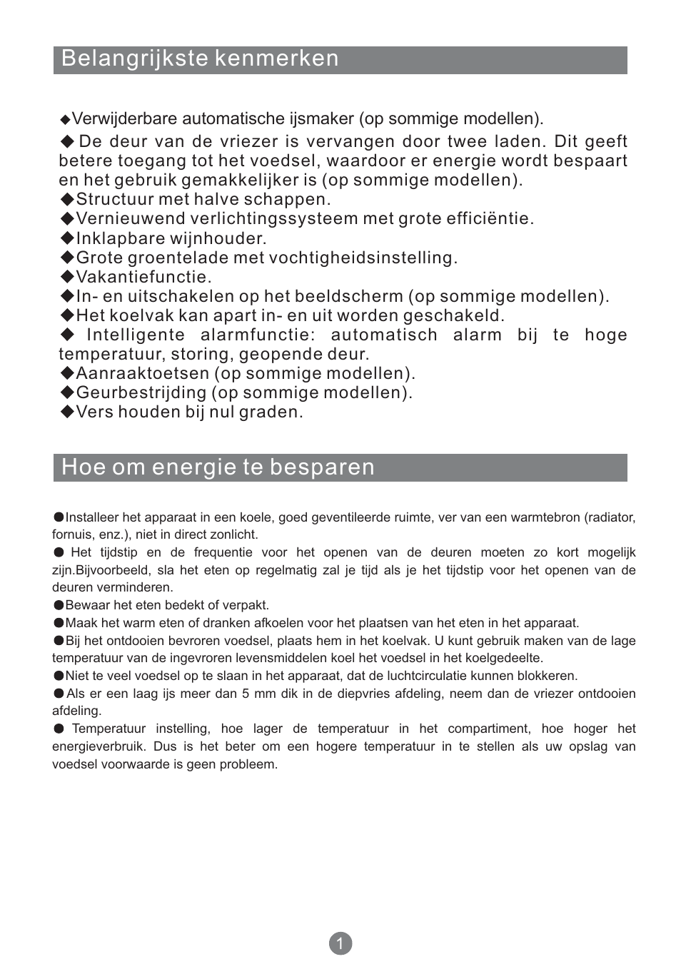 Belangrijkste kenmerken, Hoe om energie te besparen | Teka NFT 370 User Manual | Page 133 / 153