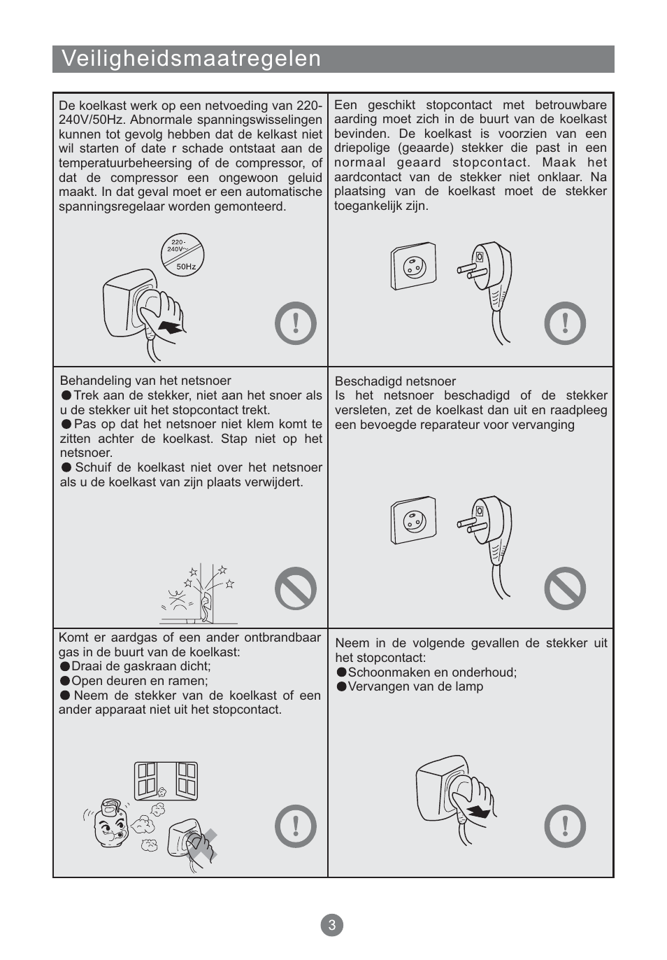 Veiligheidsmaatregelen | Teka NFT 370 User Manual | Page 135 / 153