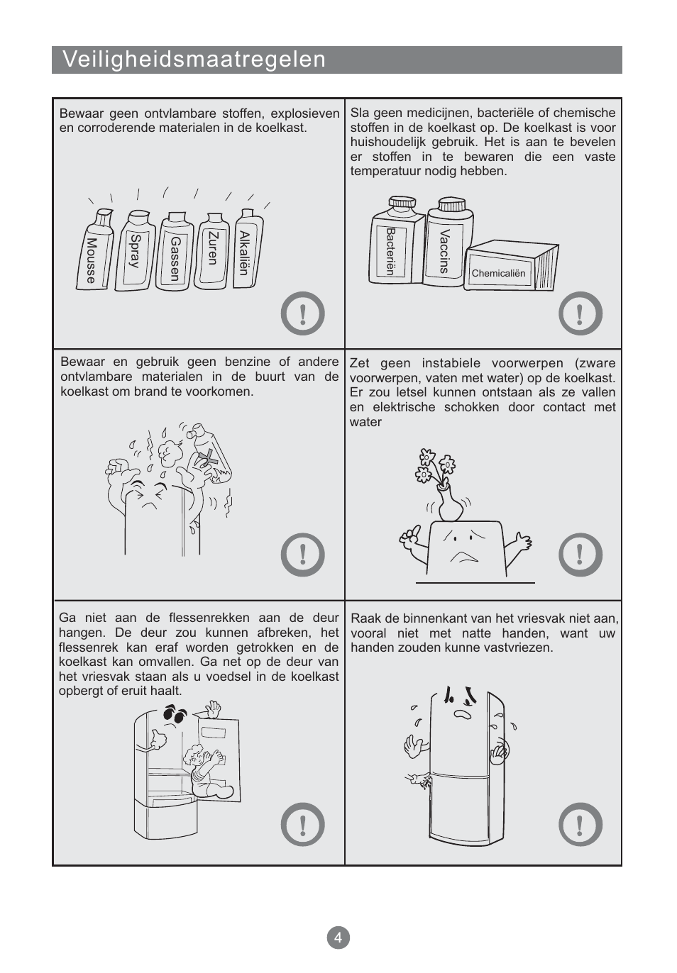 Veiligheidsmaatregelen | Teka NFT 370 User Manual | Page 136 / 153