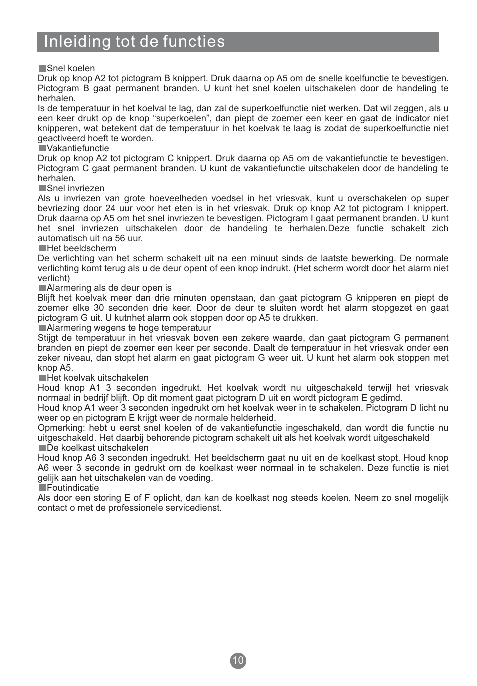 Inleiding tot de functies | Teka NFT 370 User Manual | Page 142 / 153