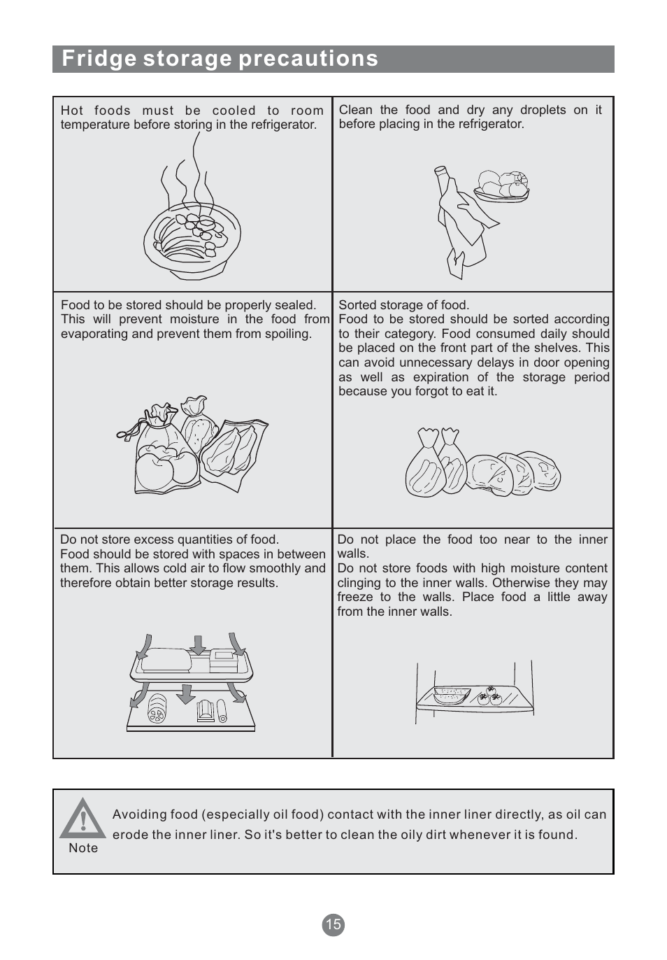 Fridge storage precautions | Teka NFT 370 User Manual | Page 17 / 153