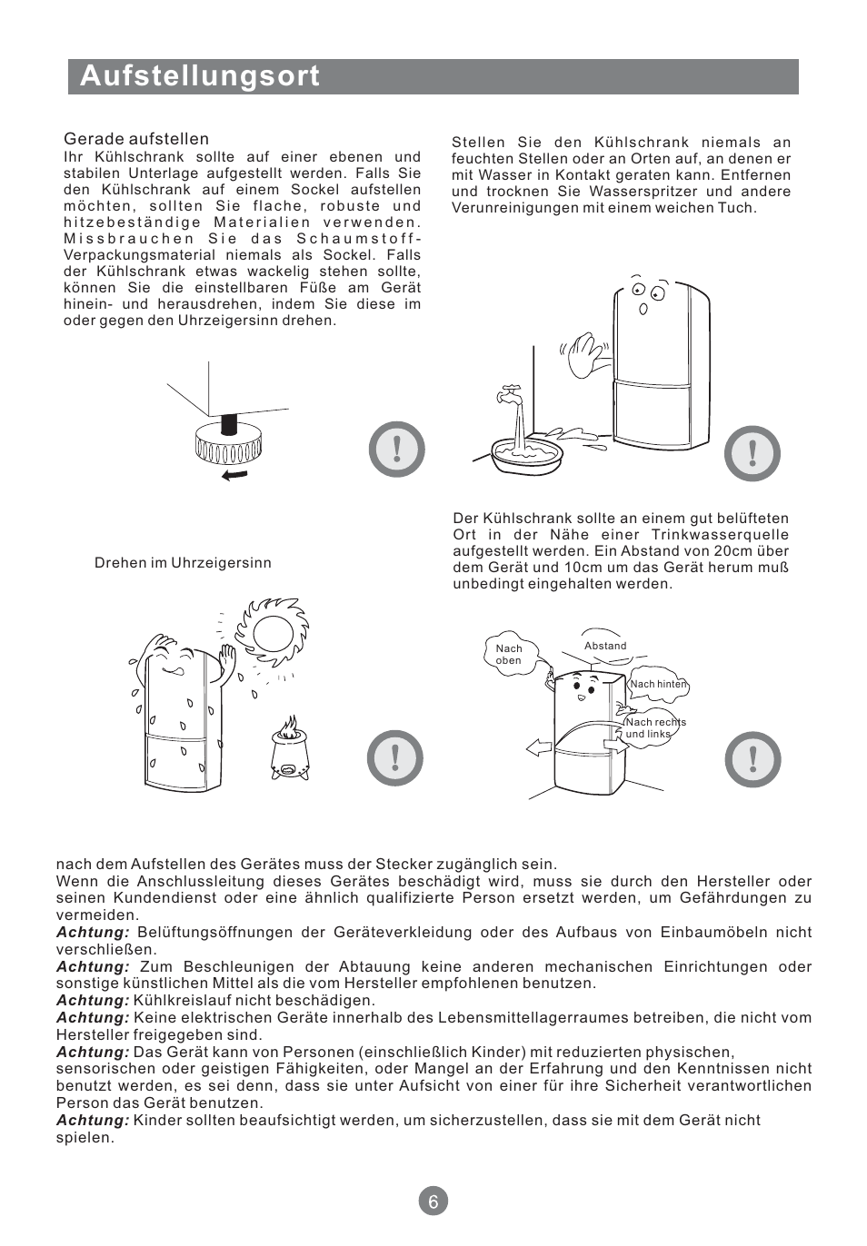 Aufstellungsort | Teka NFT 370 User Manual | Page 31 / 153