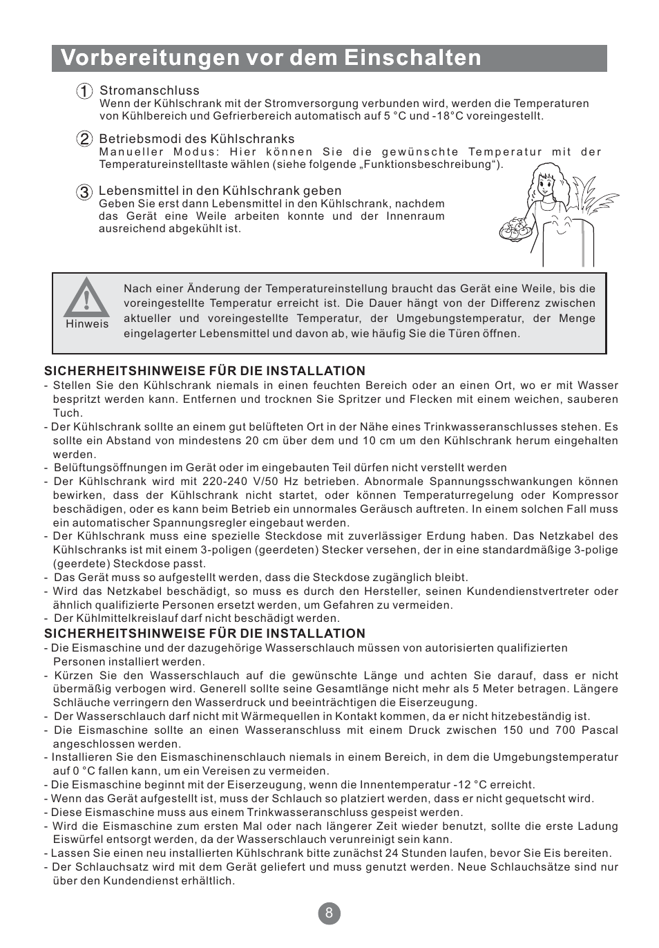Vorbereitungen vor dem einschalten | Teka NFT 370 User Manual | Page 33 / 153