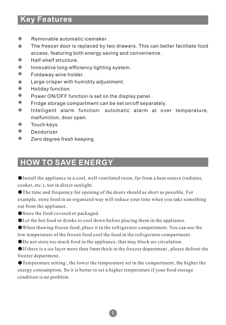 Key features how to save energy | Teka NFT 370 User Manual | Page 4 / 153