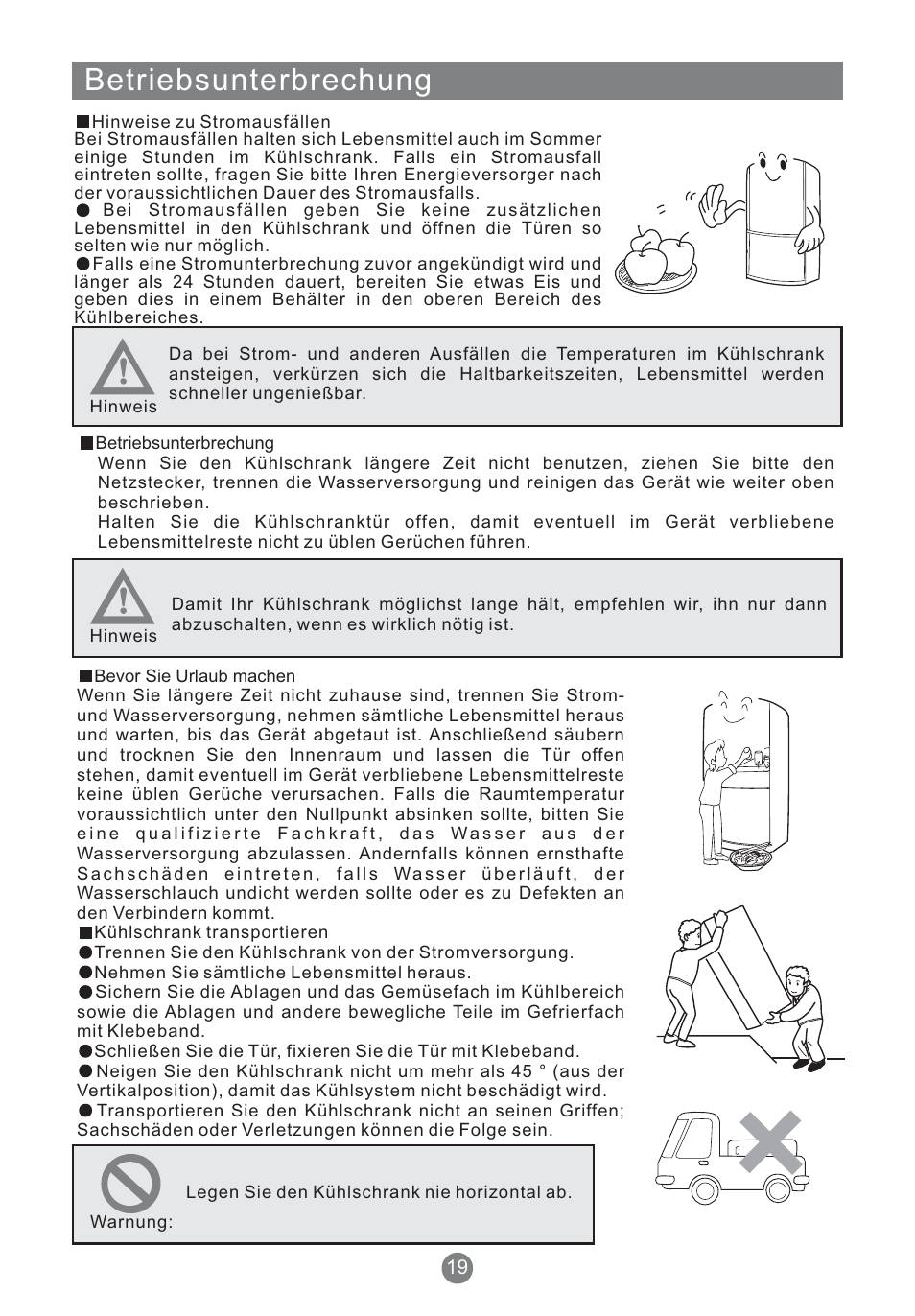 Betriebsunterbrechung | Teka NFT 370 User Manual | Page 44 / 153