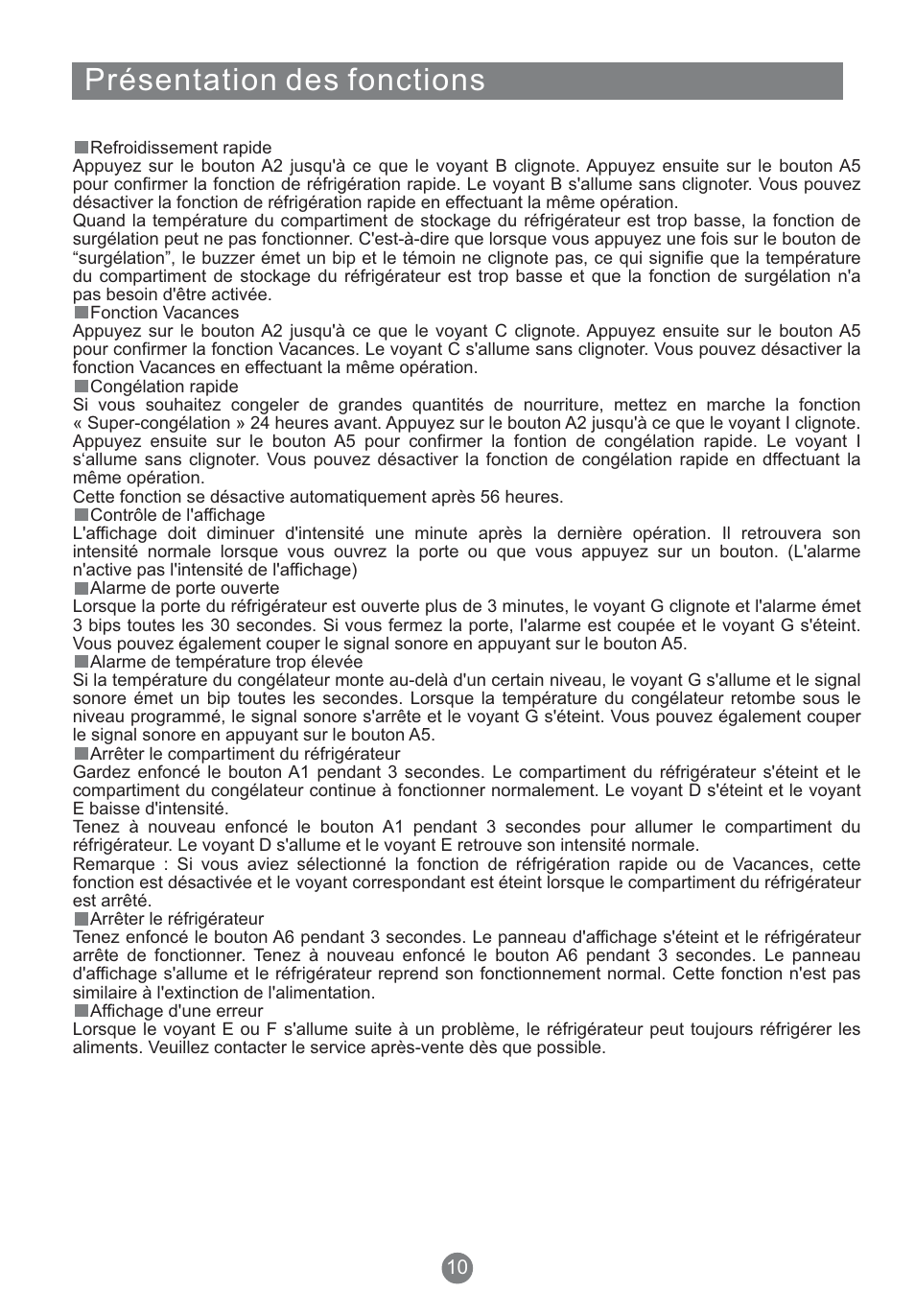 Présentation des fonctions | Teka NFT 370 User Manual | Page 58 / 153