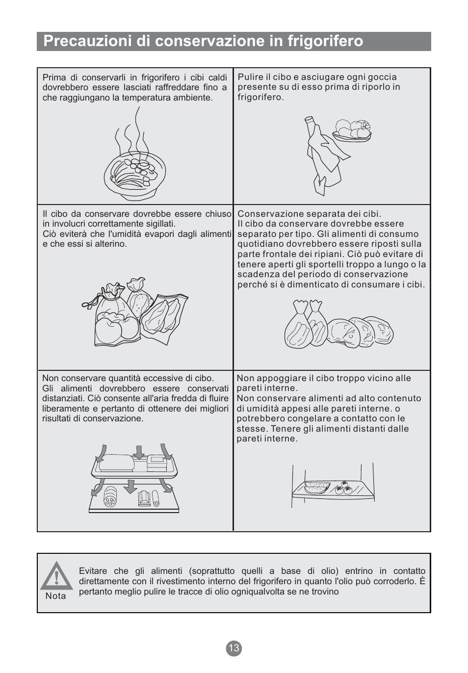 Precauzioni di conservazione in frigorifero | Teka NFT 370 User Manual | Page 82 / 153