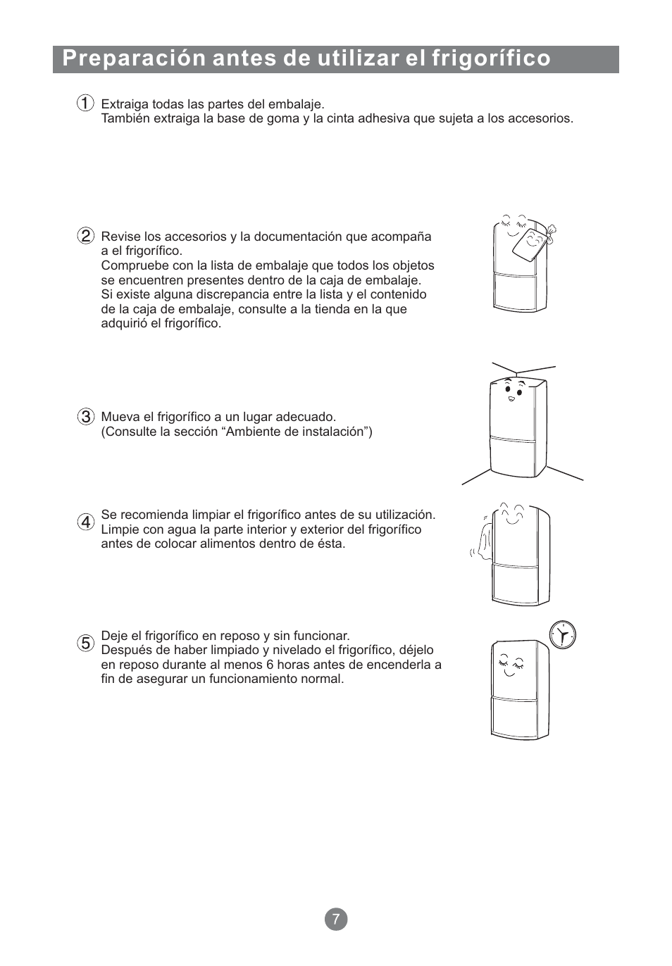 Preparación antes de utilizar el frigorífico | Teka NFT 370 User Manual | Page 97 / 153