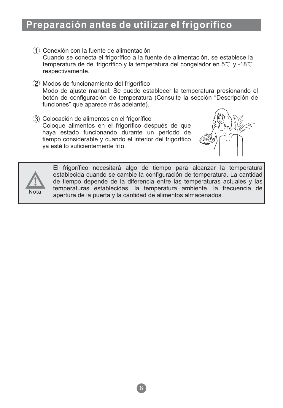 Preparación antes de utilizar el frigorífico | Teka NFT 370 User Manual | Page 98 / 153