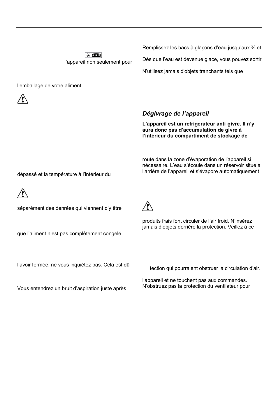 Fr fr, Congélation, Dégivrage de l’appareil | Figure 9 et 10) | Teka NFE2 320 User Manual | Page 26 / 100