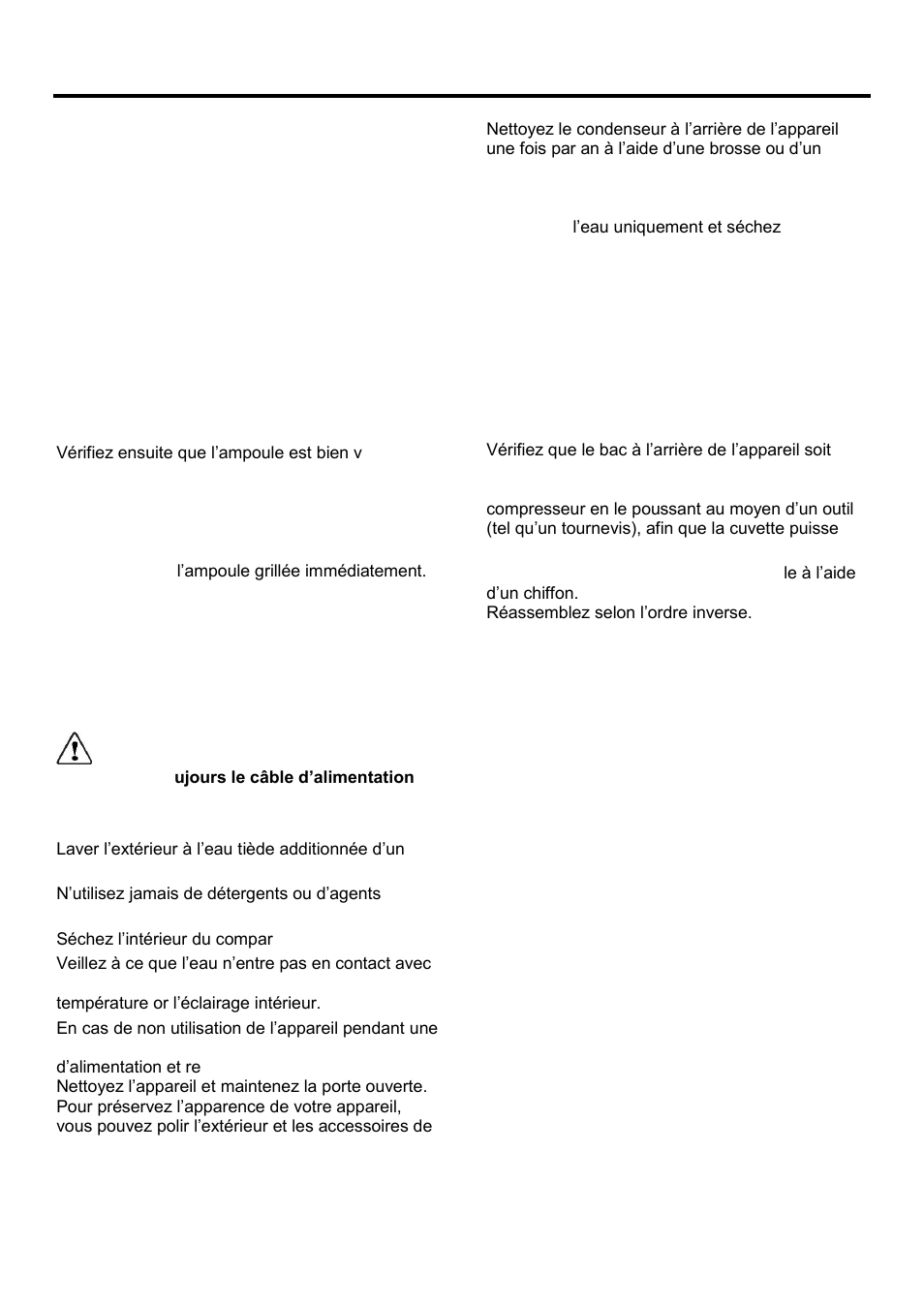 Fr fr, Remplacement de l'ampoule intérieure, Nettoyage et entretien | Teka NFE2 320 User Manual | Page 27 / 100