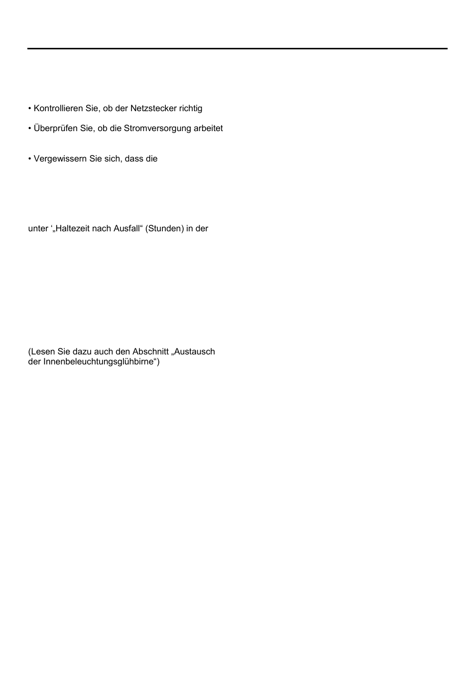 De de, Was mache ich, wenn, 2 - der strom ist ausgefallen | 3 - die innenbeleuchtung funktioniert nicht, Überprüfen sie die stromversorgung, 4 - hochtemperaturalarm wird signalisiert, 7 - sonstige mögliche fehlfunktionen | Teka NFE2 320 User Manual | Page 70 / 100