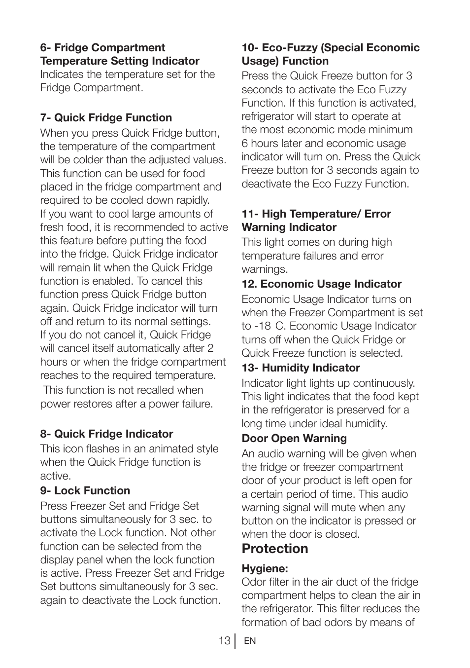 Protection | Teka NFE1 420 User Manual | Page 13 / 24