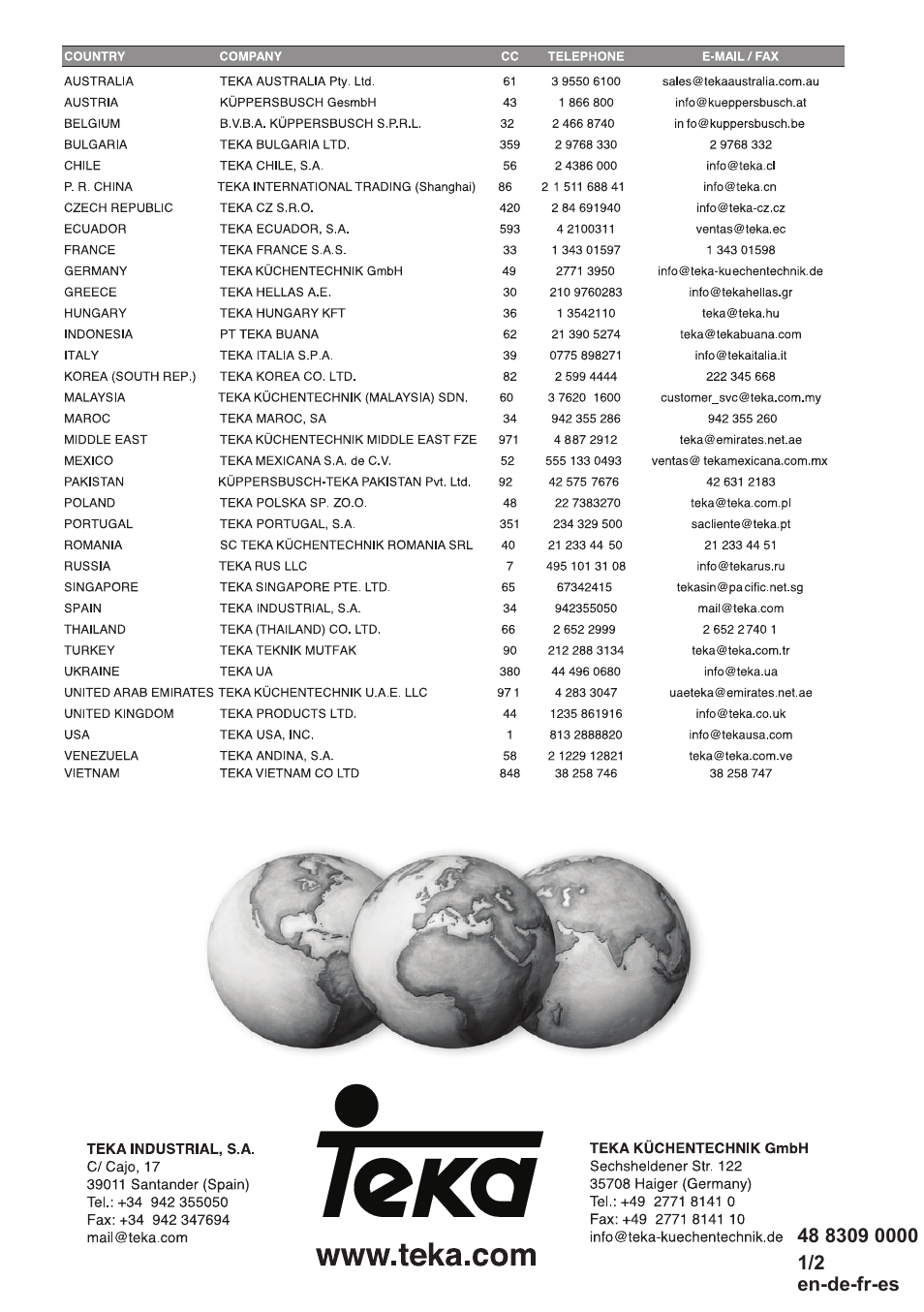 Teka NFE1 420 User Manual | Page 23 / 24
