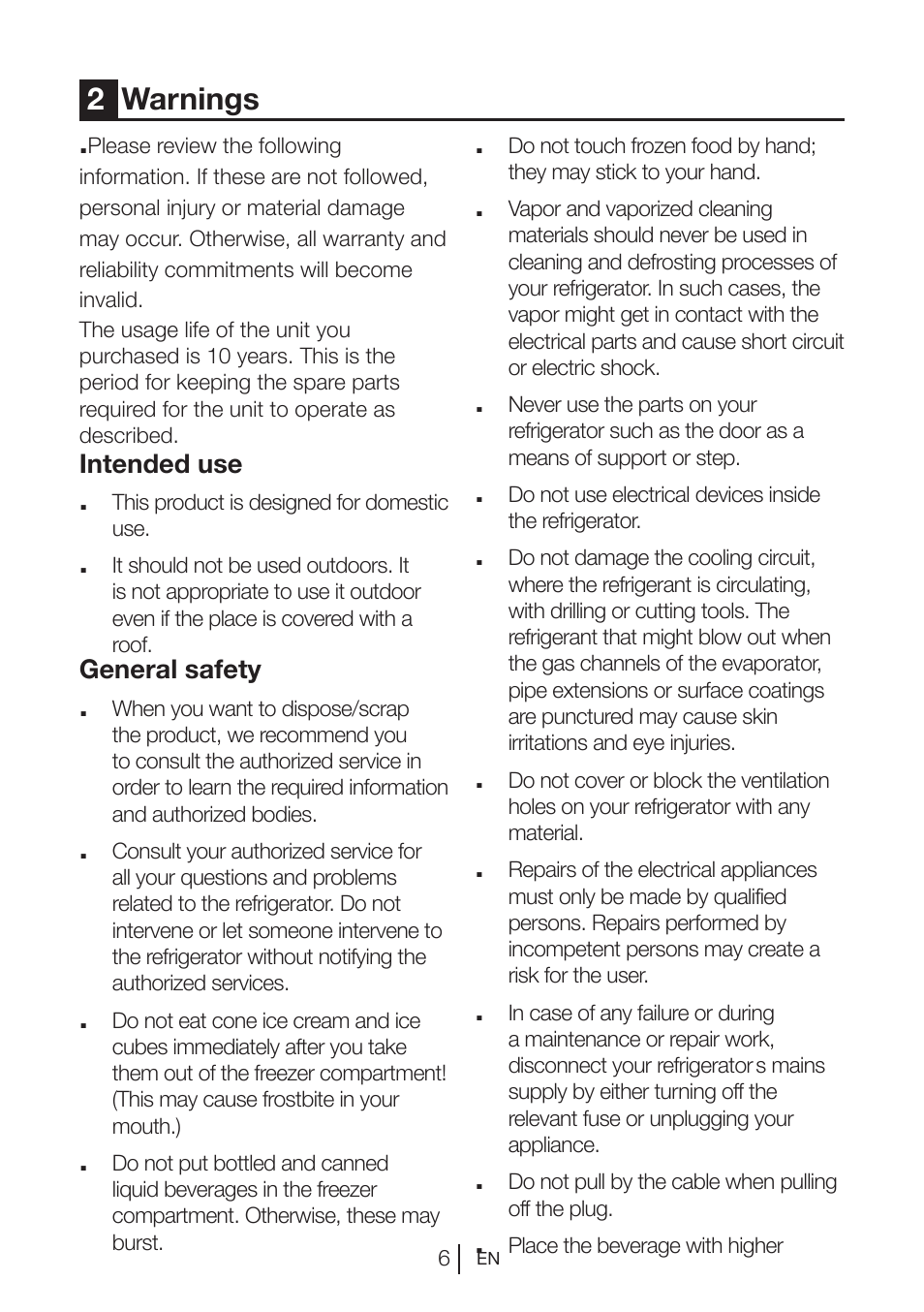 2warnings | Teka NFE1 420 User Manual | Page 6 / 24