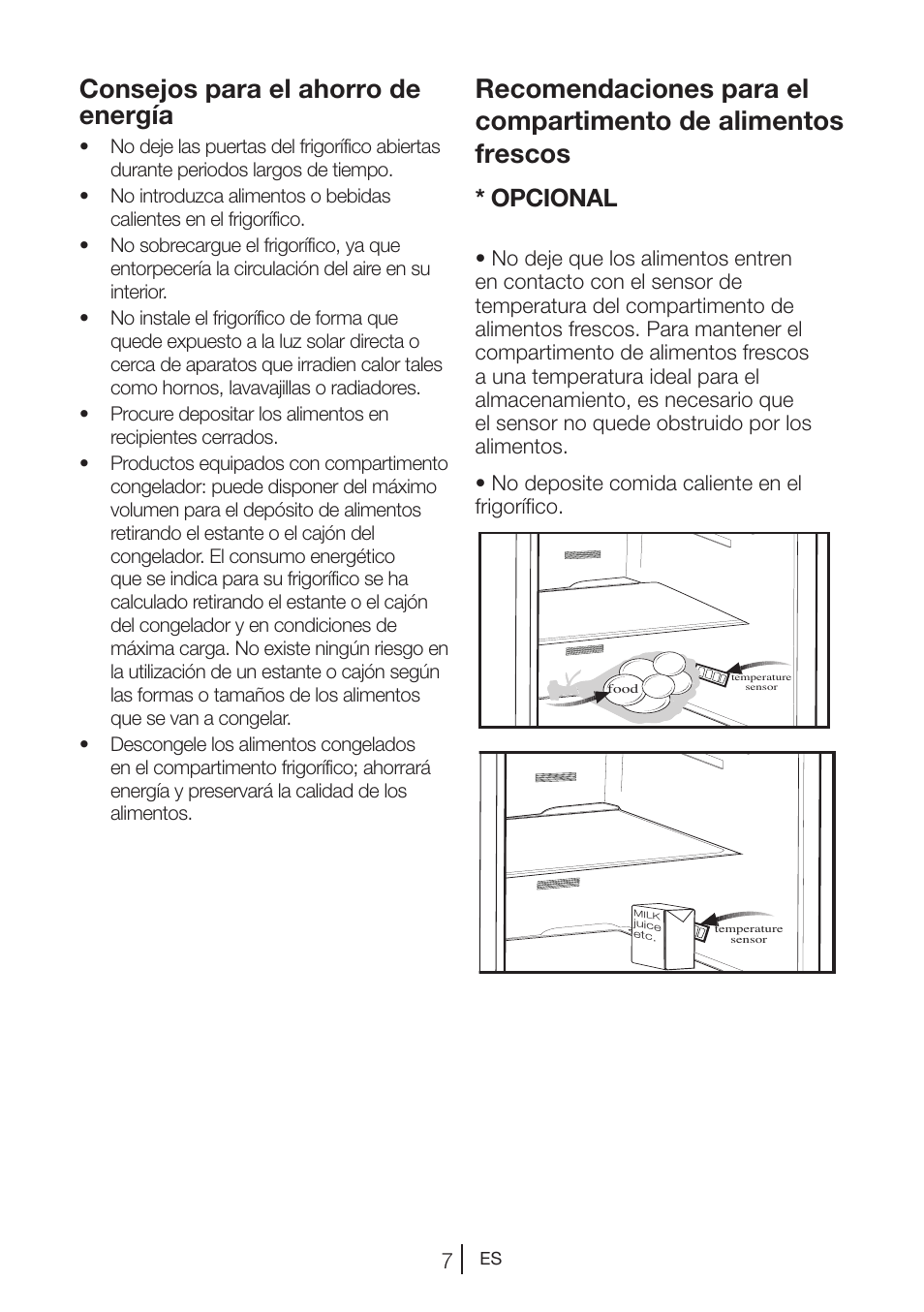 Consejos para el ahorro de energía, Opcional | Teka NF2 650 X User Manual | Page 108 / 263