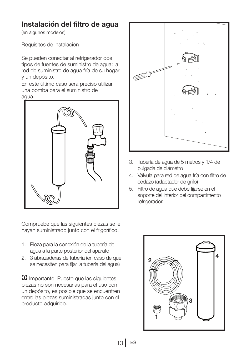 Instalación del filtro de agua | Teka NF2 650 X User Manual | Page 114 / 263