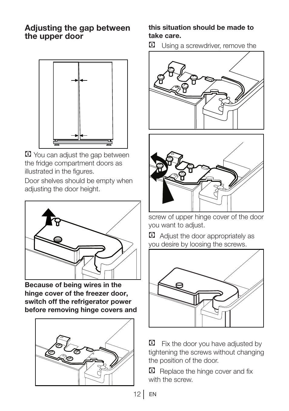 Adjusting the gap between the upper door c | Teka NF2 650 X User Manual | Page 13 / 263