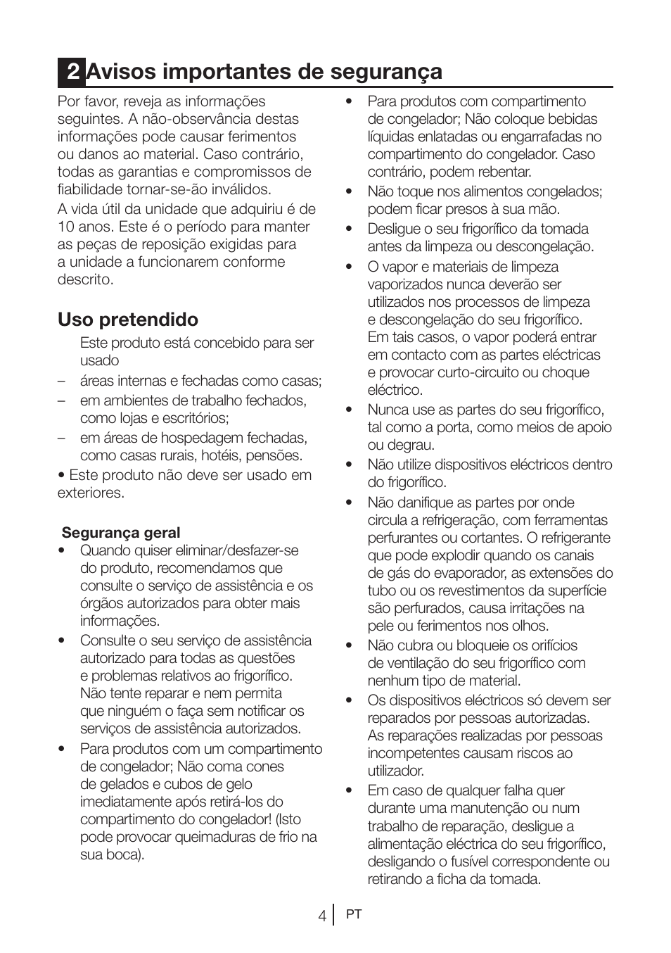 2avisos importantes de segurança, Uso pretendido | Teka NF2 650 X User Manual | Page 137 / 263