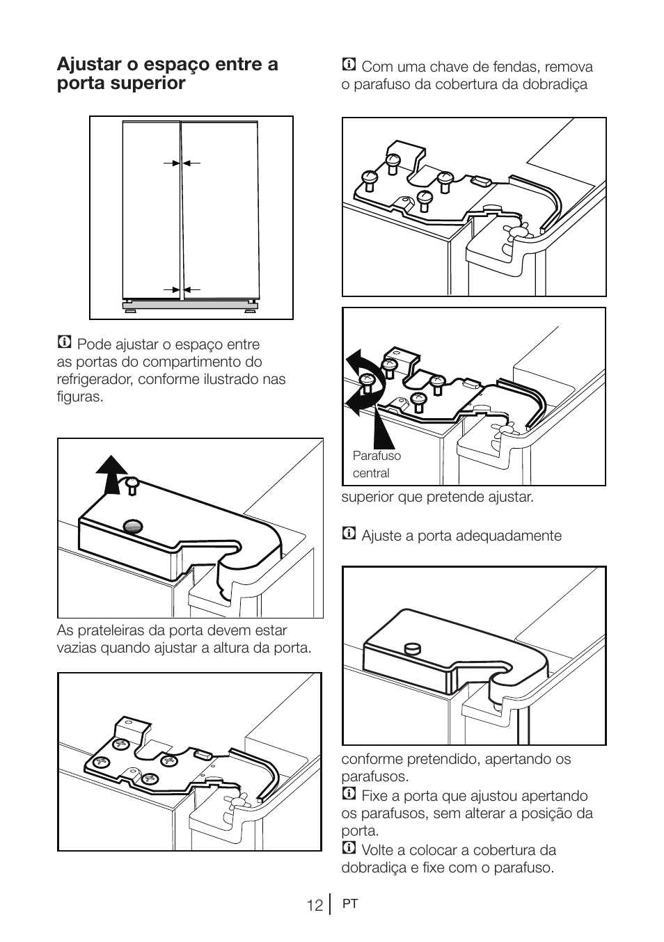 Ajustar o espaço entre a porta superior | Teka NF2 650 X User Manual | Page 145 / 263