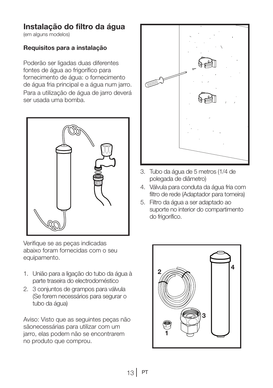 Instalação do filtro da água | Teka NF2 650 X User Manual | Page 146 / 263
