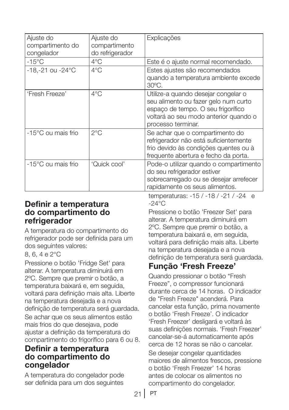 Função ‘fresh freeze | Teka NF2 650 X User Manual | Page 154 / 263