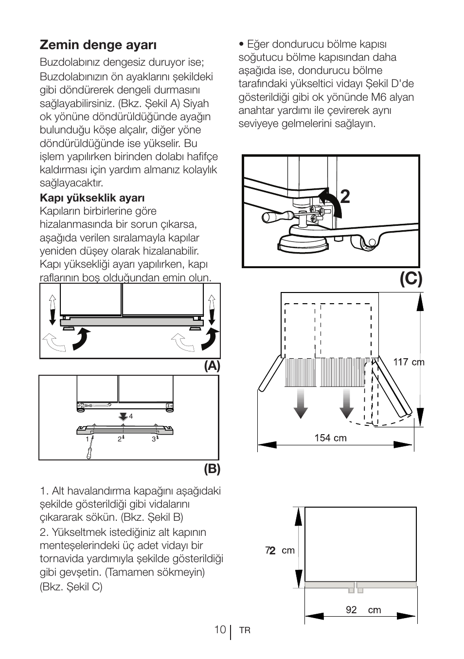 Zemin denge ayarı, A) (b) | Teka NF2 650 X User Manual | Page 240 / 263