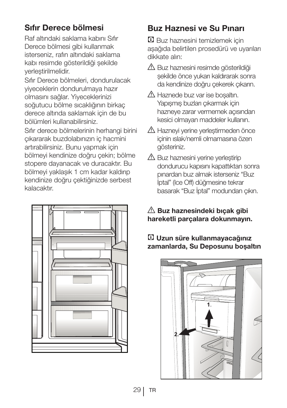 Buz haznesi ve su pınarı c, Sıfır derece bölmesi | Teka NF2 650 X User Manual | Page 259 / 263