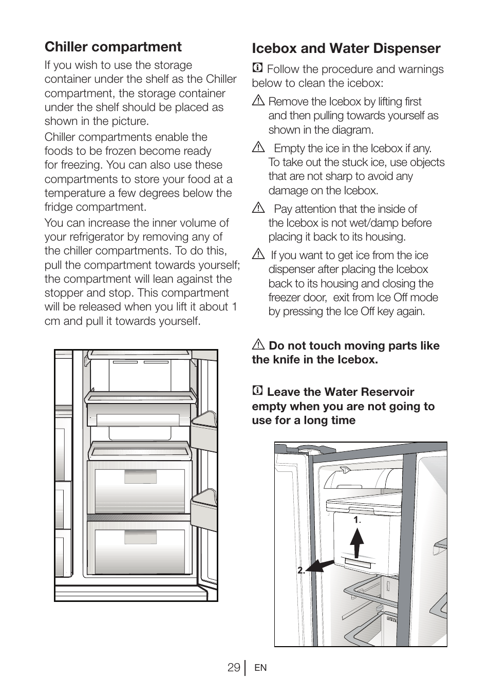 Icebox and water dispenser c, Chiller compartment | Teka NF2 650 X User Manual | Page 30 / 263