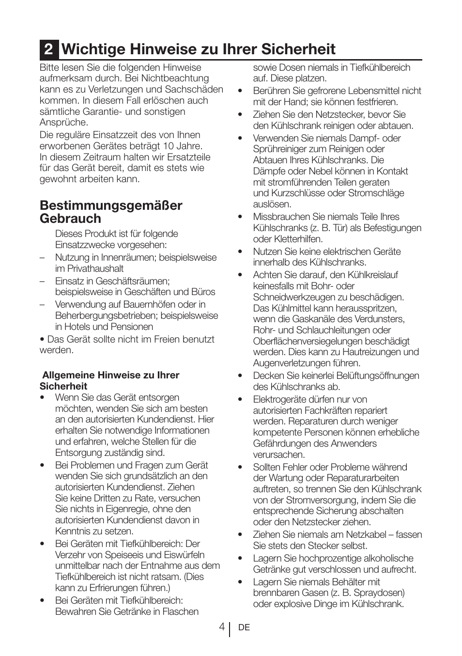 2wichtige hinweise zu ihrer sicherheit, Bestimmungsgemäßer gebrauch | Teka NF2 650 X User Manual | Page 37 / 263