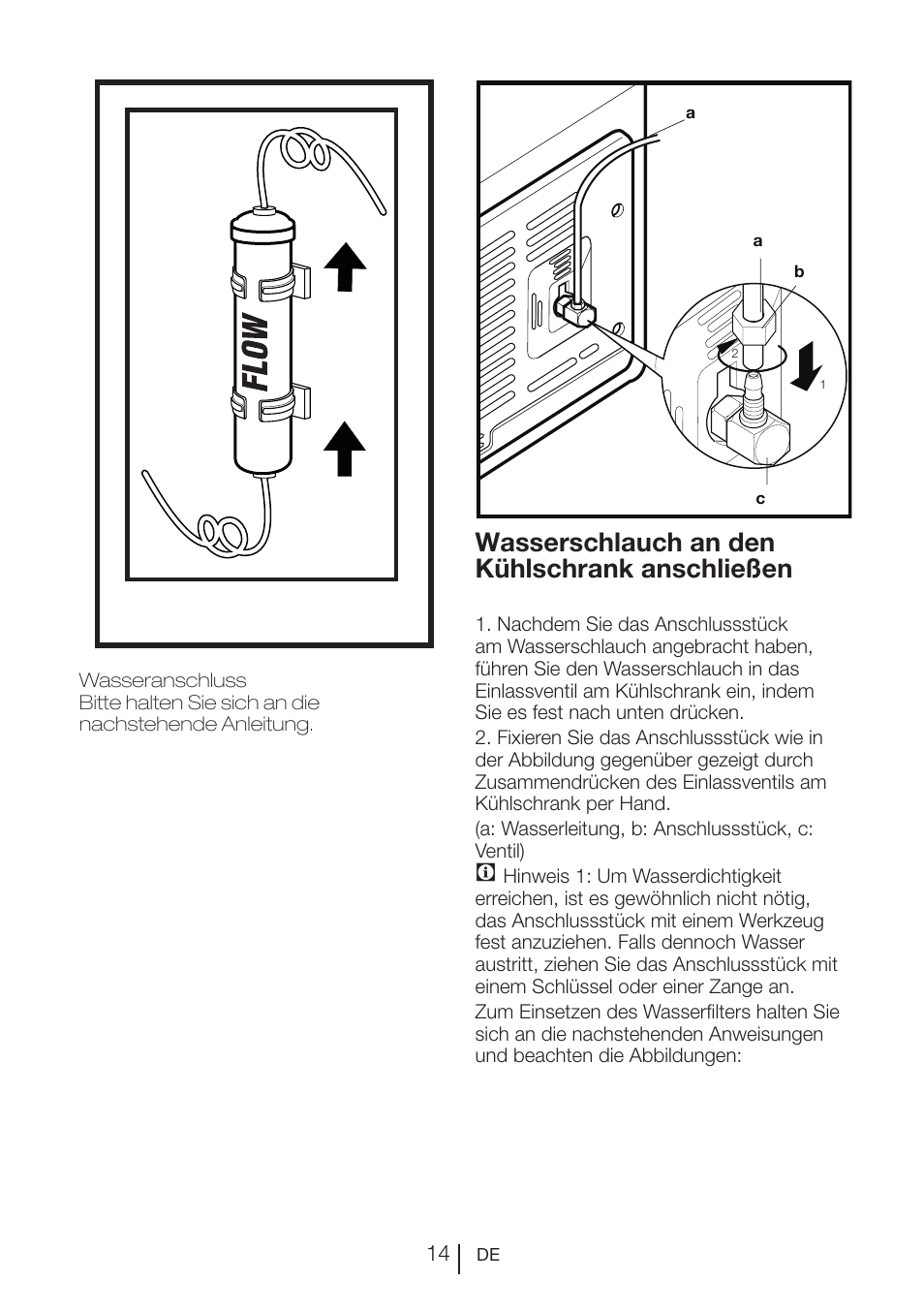 Wasserschlauch an den kühlschrank anschließen | Teka NF2 650 X User Manual | Page 47 / 263