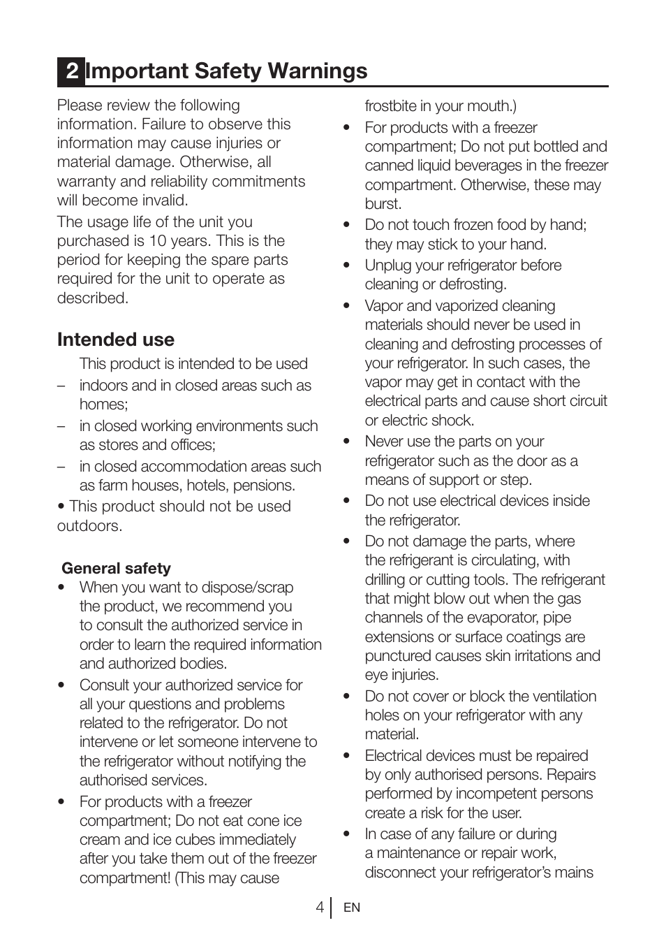 2important safety warnings, Intended use | Teka NF2 650 X User Manual | Page 5 / 263